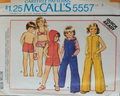 Vintage McCall's Carefree Pattern #5557 Toddlers Beachwear Size 2