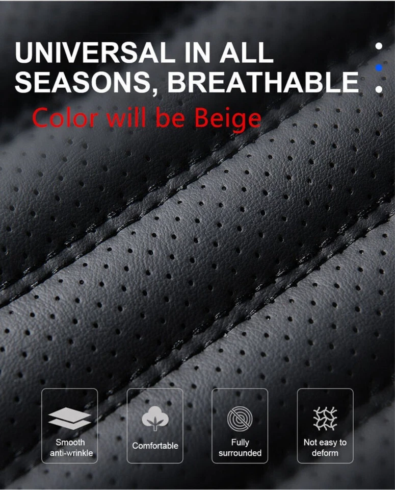 2x Car Front Seat Covers Breathable Leather Pad Cushion Full-Surround Protector. - Image 4 of 4