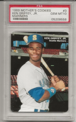1989 MOTHERS COOKIES #3 KEN GRIFFEY JR. ROOKIE, PSA 10 GEM MINT, RARE L@@K !