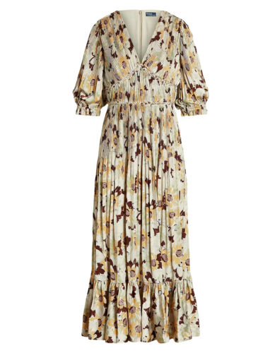 Polo Ralph Lauren Spring Buttercup Floral Plisse Maxi Dress Size 6 $698 - Picture 4 of 4