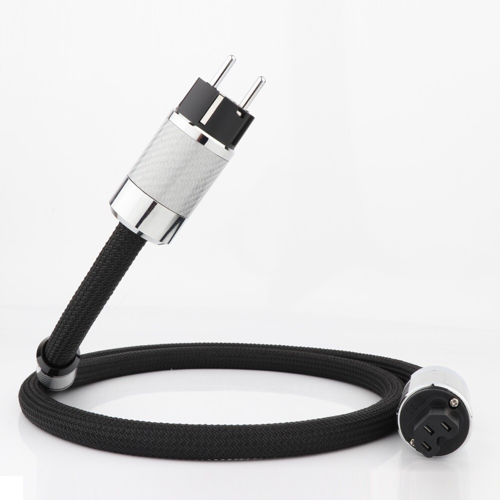 10 AWG HiFi Audio Power Cable AMP DAC Power Cord US EU Carbon Fiber