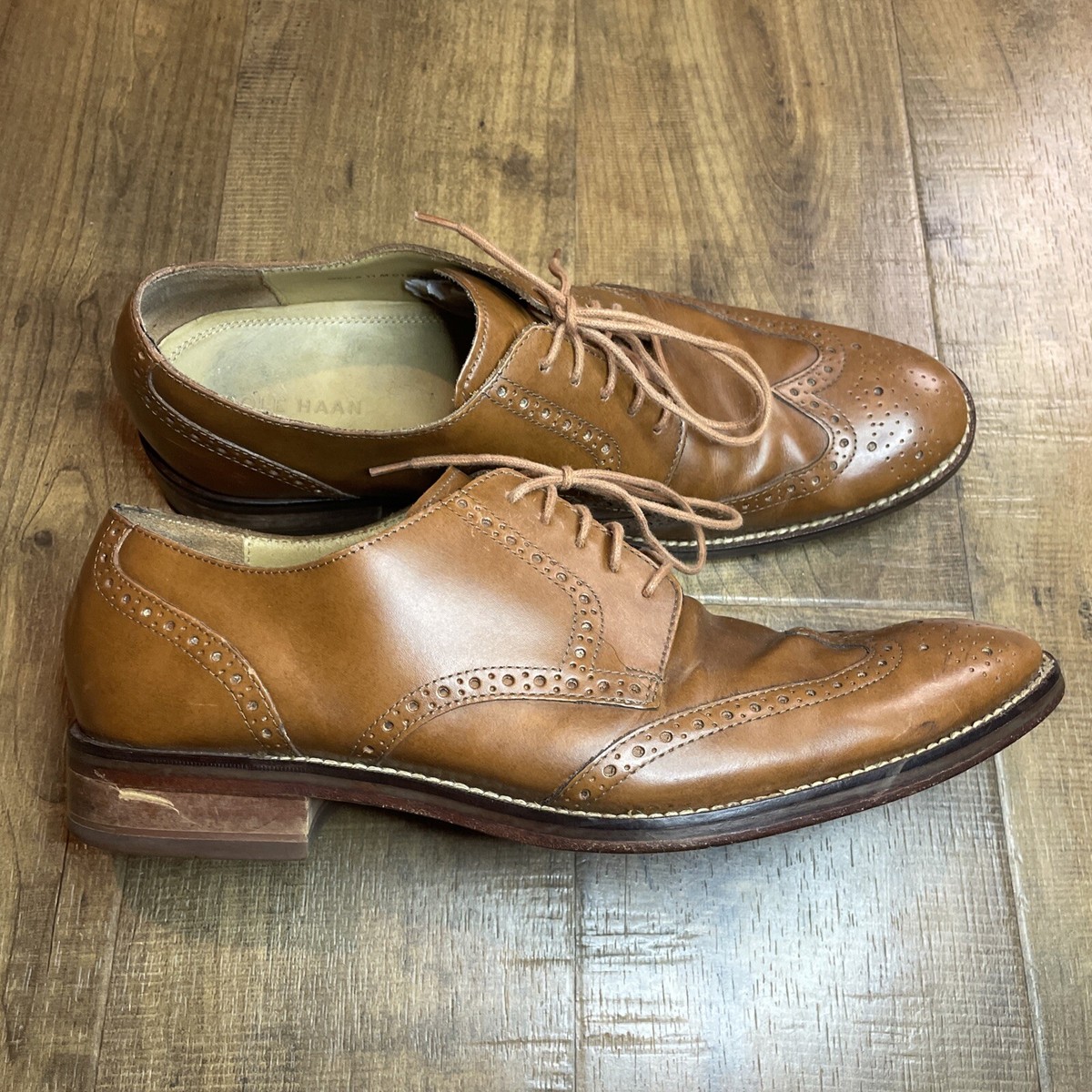 COLE HAAN GRAND OS C12845 MEN\'S BRITISH TAN LEATHER LACE-UP OXFORDS SIZE 13 M Cole Haan Grand OS Oxford Wingtip Leather Dress Shoes Men main image 3