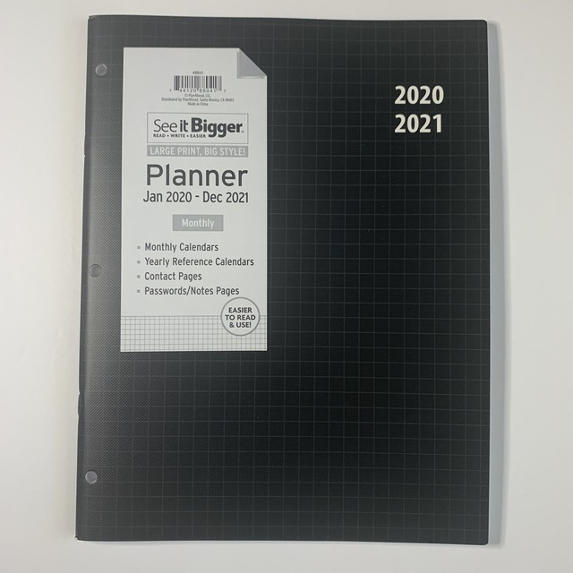 Plan Ahead See It Bigger Large Print Planner Calendar Black 2020 2021 