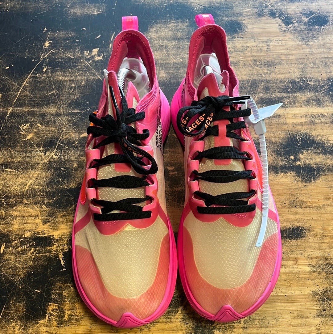 OFF WHITE X NIKE Nike Zoom Fly SP x OFF WHITE rosa AJ4588 600 uomo taglia 10 senza scatola o senza solette