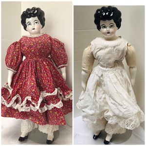 Porcelain-China-Head-German-doll-Stuffed-Body-23-Tall-Hand-Painted-Vintage