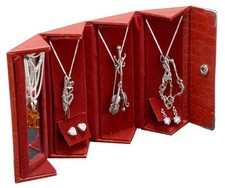 Travel Jewelry Case - Red, Black or Blue Crocodile Print