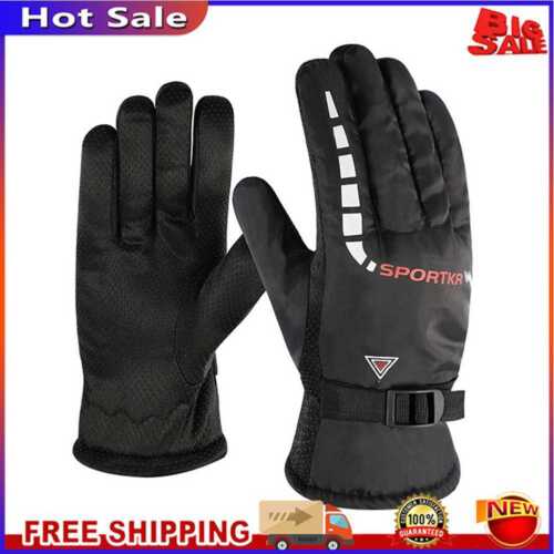 Winter Men Warm Windproof Ski Fleece Gloves with Buckle Thickened (Red) - Foto 1 di 12