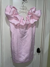 NEW Pink Ruffle Parisian Nights Off Shoulder Mini Dress Brides Maid Wedding 1X