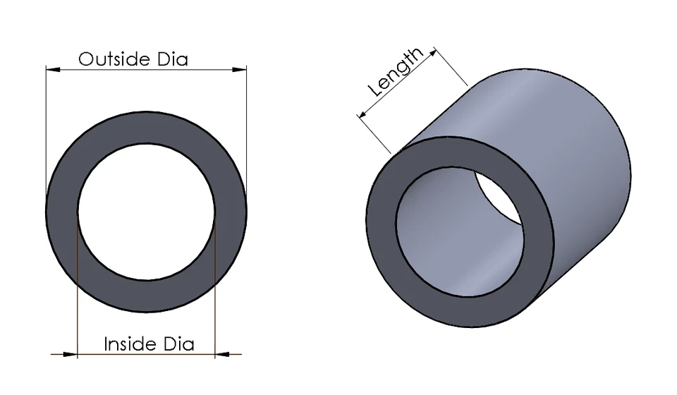 Nova bucha espaçadora de aço suave 1/2" OD x 5/16" ID--Adequado para parafusos M8 ou 5/16" - Imagem 3 de 4