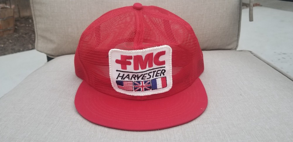 VTG FMC HARVESTER Mesh Trucker Snapback Cap USA K PRODUCTS NOS