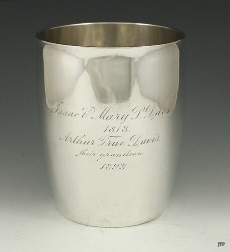Antique 1818 American New York Coin Silver Beaker Cup - Imagen 1 de 6