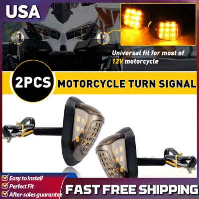 Fit Suzuki 2x Mount Flush Motorcycle Turn Signal Light Indicator Amber Blinker