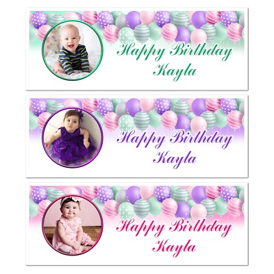 HAPPY BIRTHDAY PARTY FOTO NAME BANNER WANDDEKO JUNGEN MÄDCHEN
