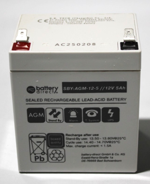 12V 5Ah Agm Bleiakku Vrla Akku Faston T2 6,3Mm Usv Notstrom Batterie-image