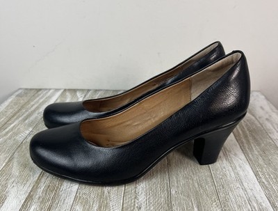 Sofft Shoes Womens Black 10 Leather Pumps Heels Classic Round Toe Comfort