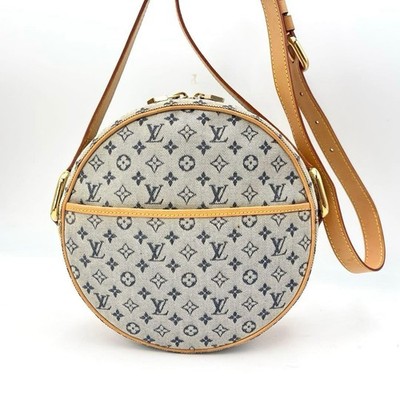 LOUIS VUITTON Monogram Mini Jeanne GM Shoulder Bag Round Canvas Blue Leather