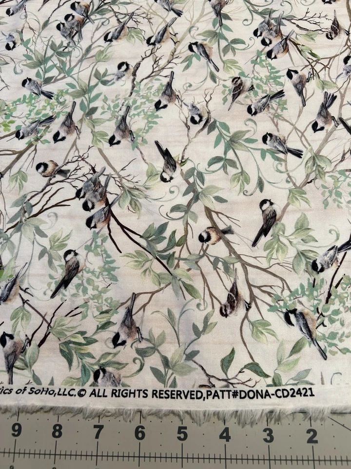 Tela Timeless Treasures Chickadees Birds POR acolchado costura #DONA-CD2421 Foto 2 de 4