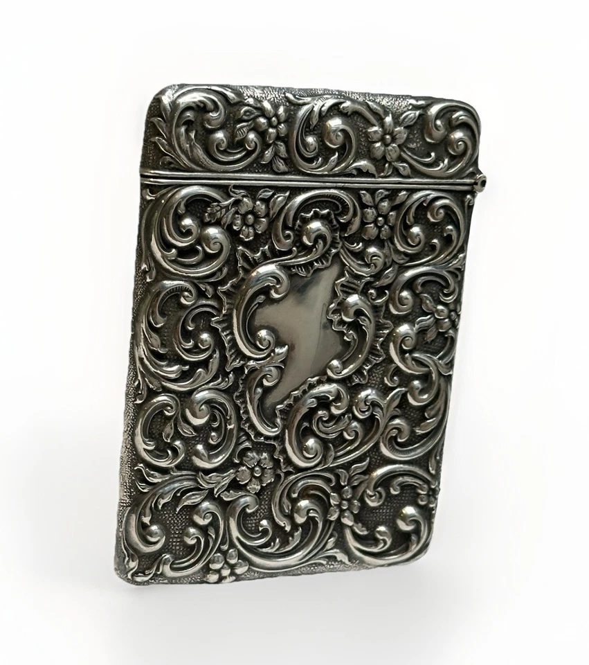 Victorian Sterling Silver Calling Card Case Rococo Style Ornate Repoussé 54g 925 - image 3 of 4