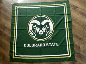 Large Colorado State Ram tapestry wall hanging Sign Green Gold White 48” X 48”