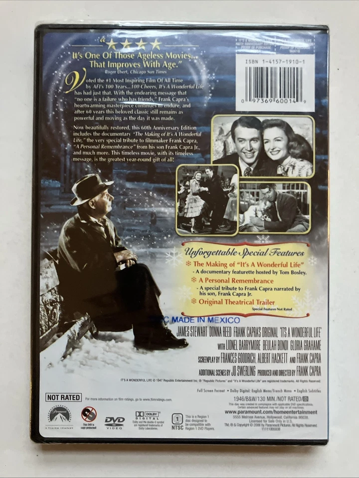 It's a Wonderful Life (DVD, 1946) 60th Anniversary Edition - Brand New, Sealed! - Image 2 of 2