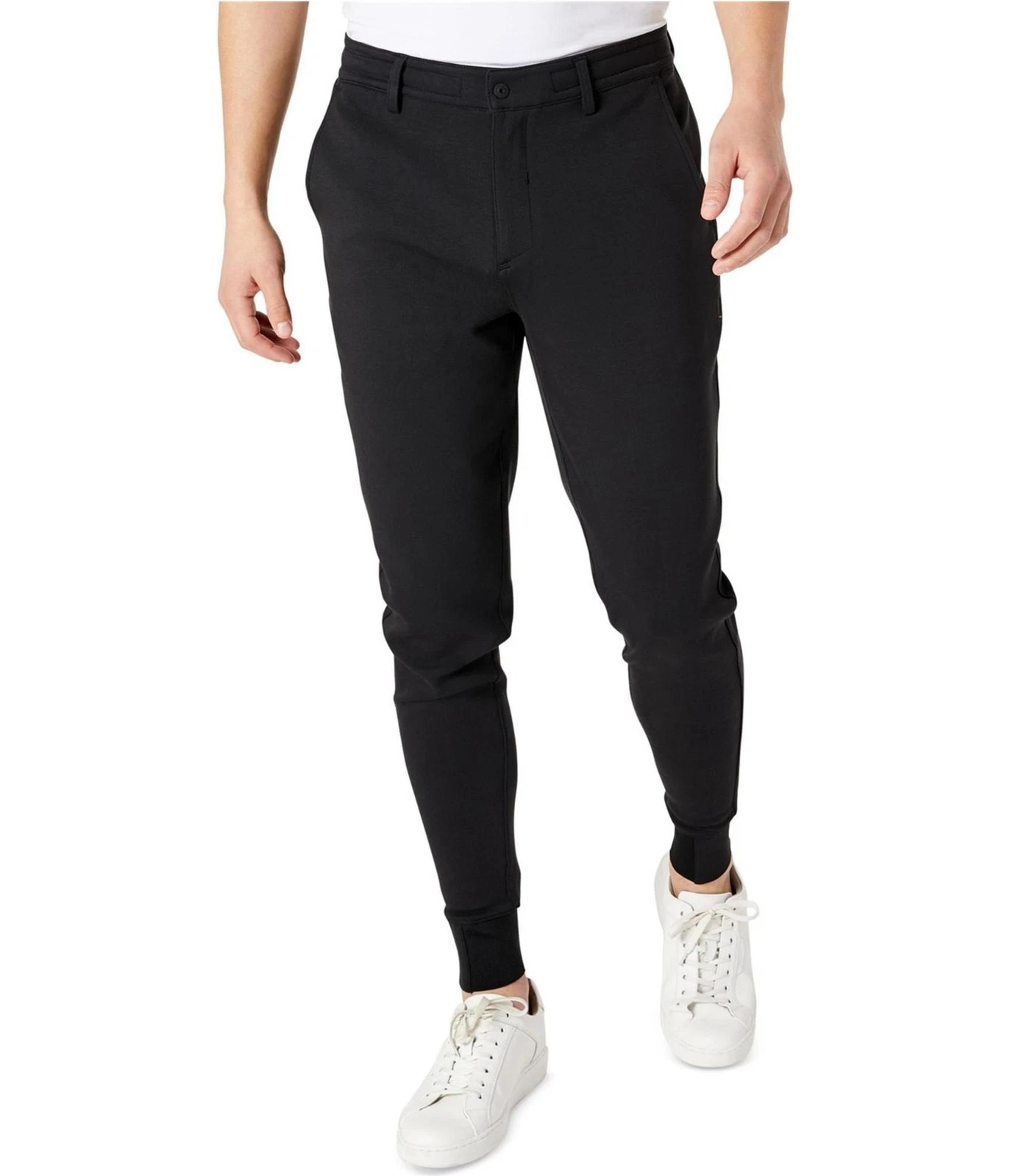 Kenneth Cole Mens Tailored Stretch Tapered Jogger Casual Pants, black, SW x 29L