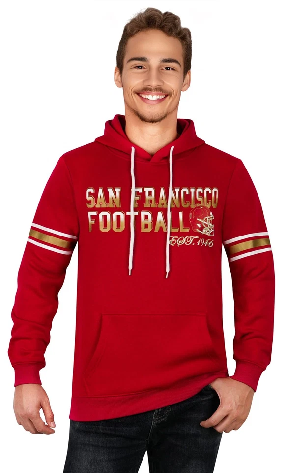 Sudaderas con capucha de lana atléticas de fútbol urbano para hombre suéter a rayas - rojas... Foto 4 de 4