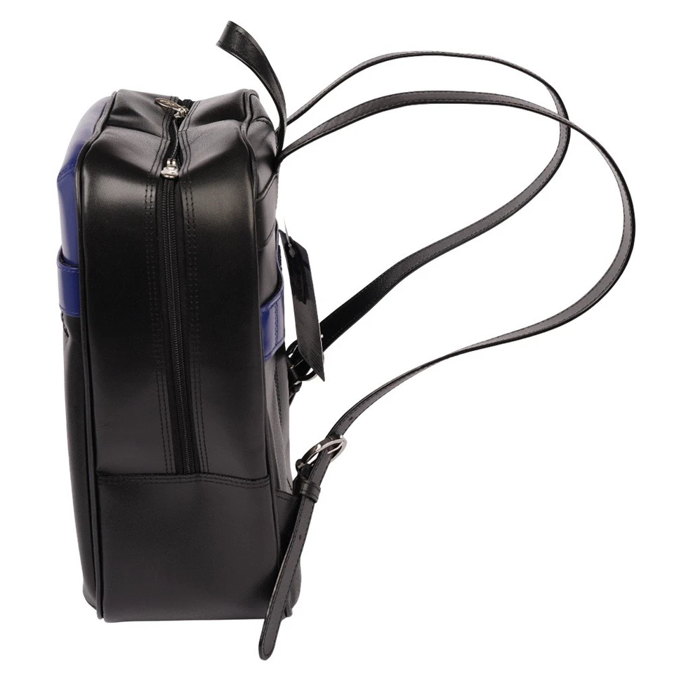 Mochila delgada de cuero McKleinUSA Edison negra/azul marino 14" bolsa para computadora portátil 88137 Foto 3 de 4