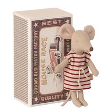 New Maileg Big Sister Mouse W/ Bedding Dress Matchbox Retired NIB