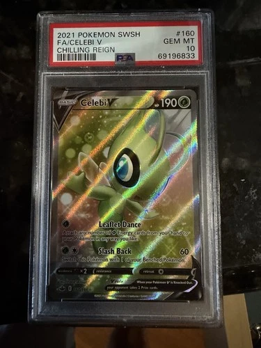 Pokemon 2021 SWSH Chilling Reign Celebi V 160/198 Full Art Holo PSA 10