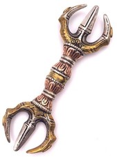 Vajra Three Pronged Dorje Tibetan Buddhist Ritual Tool 15cm 195g