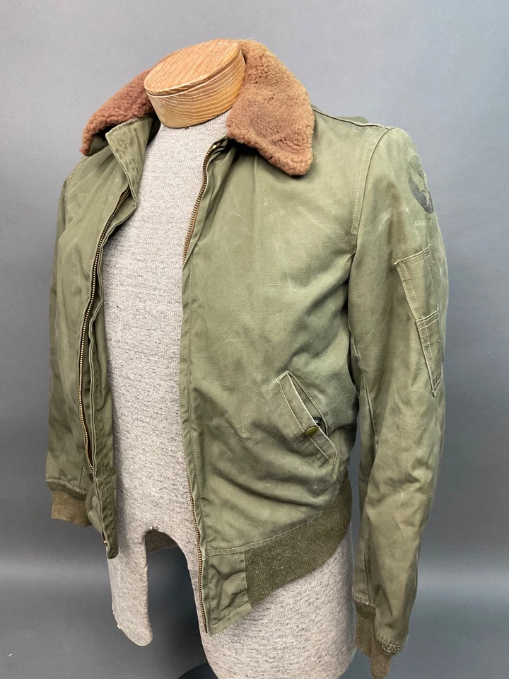 Vintage 1940’s USAF B-15 Type Flight Jacket Canvas WW2 WWII Army Air Force - Image 2 of 4
