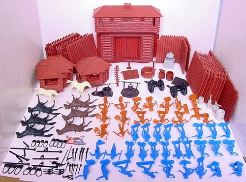 1960s MARX FORT APACHE STOCKADE WESTERN PLAY SET #4501 w LONG GATE BLOCK HOUSE