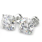 2.09 Ct Round Cut VS2/E Diamond Stud Earrings 14K White Gold