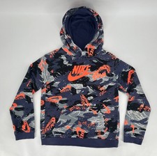 Nike Sportswear Club Hoodie Big Kids XL All Over Print Just Do It Center Logo