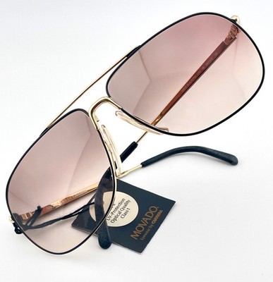 vintage MOVADO by Carrera 5455 black gold sunglasses Austria LARGE 64*12