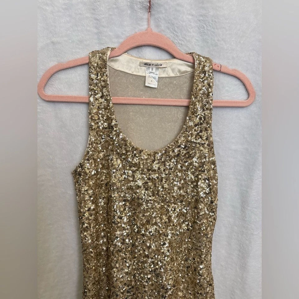 Алиса + Оливия золото блестки металлический Shift платье маленький - Изображение 3 из 4