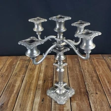Antique Silver Plated 5 Candle Candelabra Made in England late 19th Century