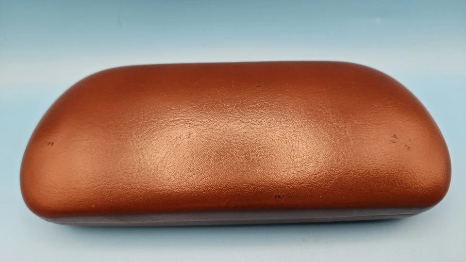 Estojo de óculos vintage Brooks Brothers couro marrom capa dura óculos  - Imagem 2 de 4