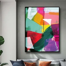Pink Red Handpainted Oil Painting On Canvas Home Decor Abstract Wall Art