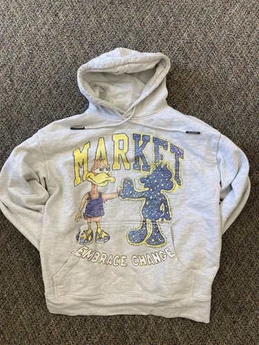 UNDERCOVER Felpa con cappuccio grigia Chinatown Market Secret Club Ducks Embrace Change M L