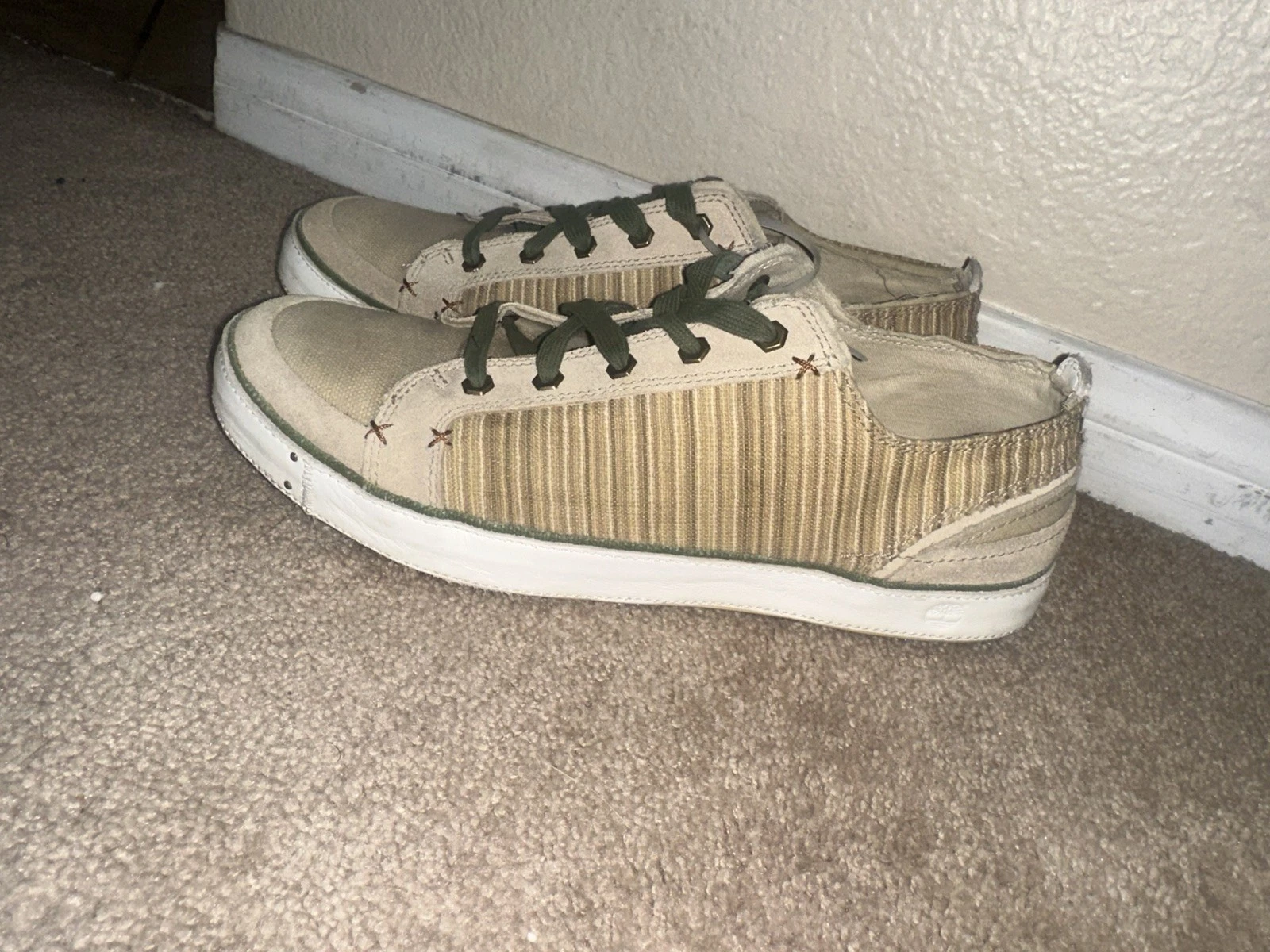 TIMBERLAND JARDIM OX CANVAS/LEATHER SNEAKERS “BAMBOO PRINT” KHAKI MENS SIZE 13