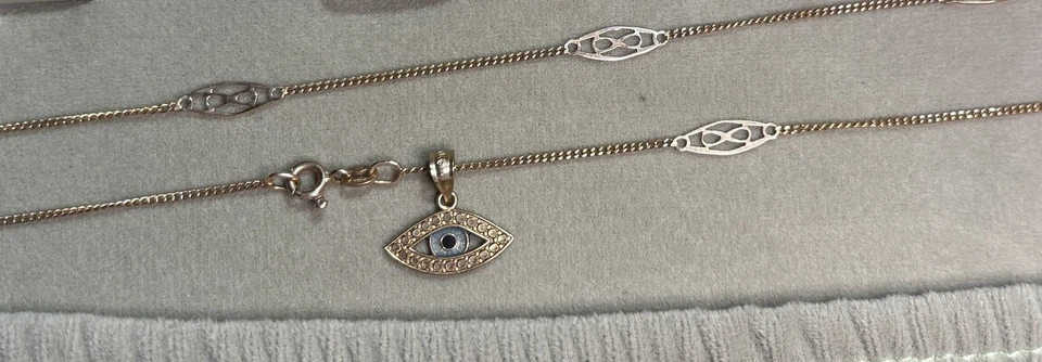 Conjunto de collar de cadena estación de eslabones de barra infinita de oro amarillo de 10k 2,60 G Foto 4 de 4