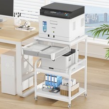 Large 3-Tier Rolling Printer Stand with Storage Drawer  5 Shelves Mobile Cart