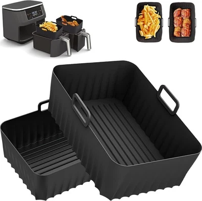Silicone Air Fryer Liners for Ninja Foodi AF400UK AF451UK AF300UK 7.6L-9.5L, 2Pc
