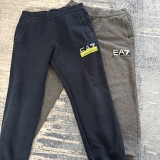 Lot Of 2 Emporio Armani EA7 Boys Navy Blue Gray Logo Print Track Sweat Pants 12