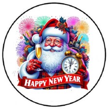 HAPPY NEW YEAR SANTA CLAUS ENVELOPE SEALS LABELS STICKERS PARTY FAVORS