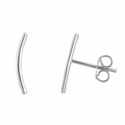 5/8'' Kleine Polierte Ohr Climber Ohrringe Aus Echtem 14K Weißgold 0,9g