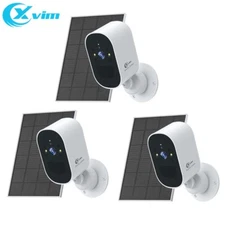 3 Pack Solar Battery Powered Camera 1080P Outdoor Wireless Home Security Camera
