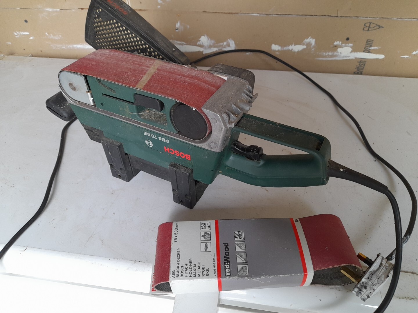 Bosch Belt Sander, PBS75AE, Stand And Spare Belt eBay