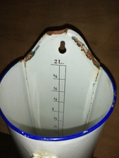 P2- Ancien broc à lavement Médical Émaillé blanc Vintage déco cuisine ustensiles